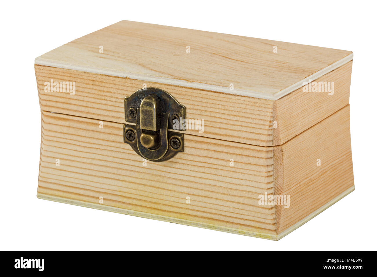 Locked wooden chest, isolated on white background Stock Photo - Alamy