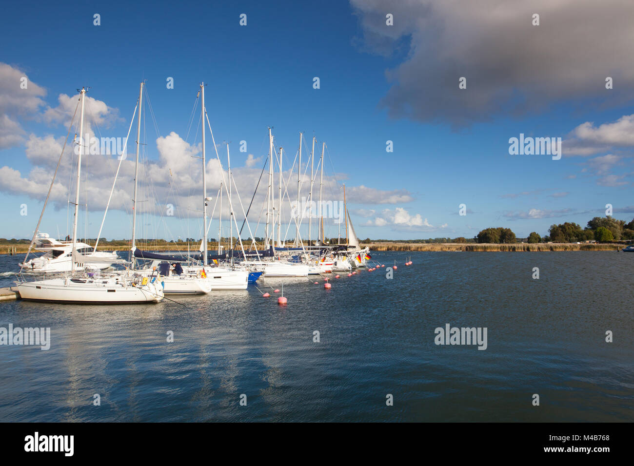 Ruegen Island,Germany: September 26 ,2015: Harbor scene in Glowe, Ruegen Island, Germany. Ruegen island is the largest seaside resort in Germany. Stock Photo