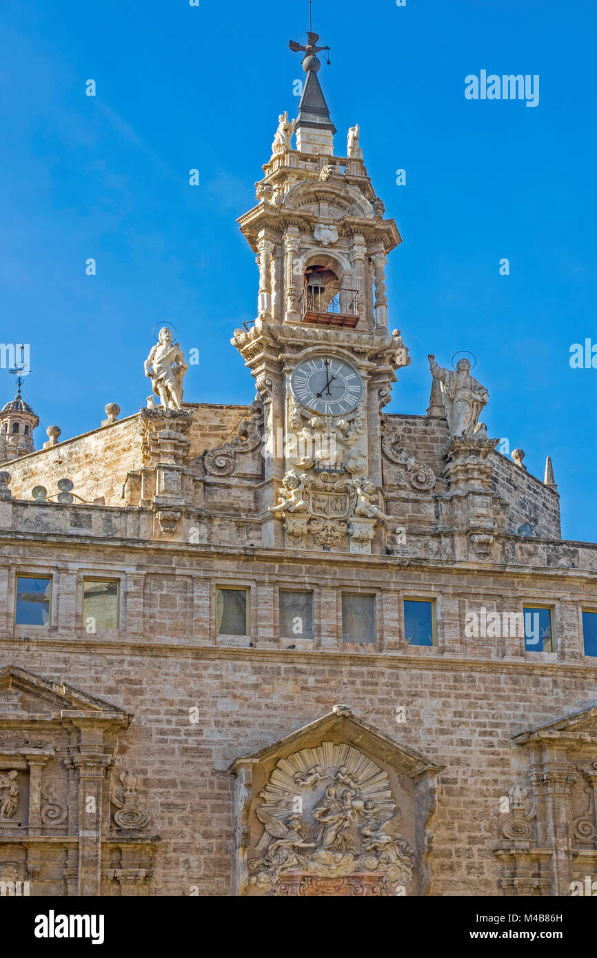 Clock Tower,Saint John Of  Market Church, Valencia, Spain Stock Photo