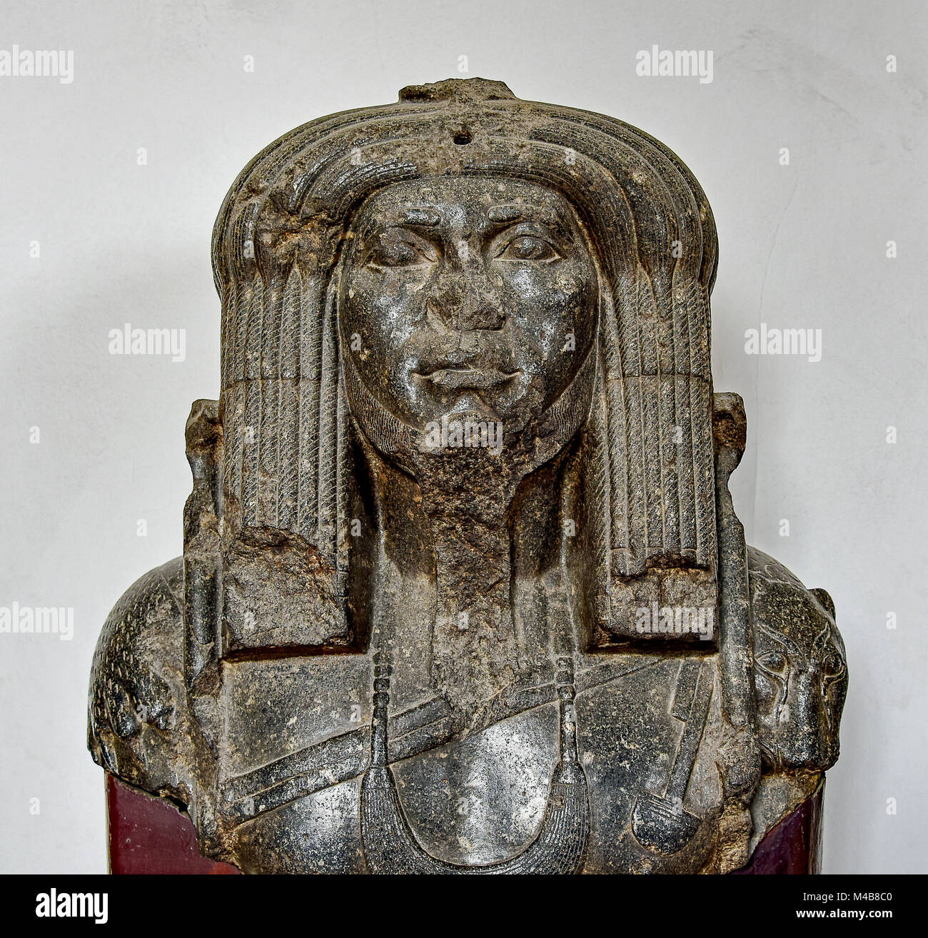 Egyptian stone statue in the Cairo Museum of Antiquities. Stock Photo