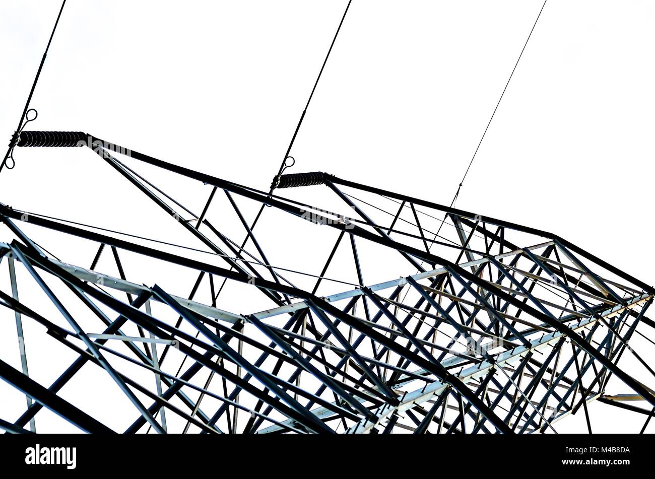 high voltage carrier power lines through the forest Stock Photo - Alamy