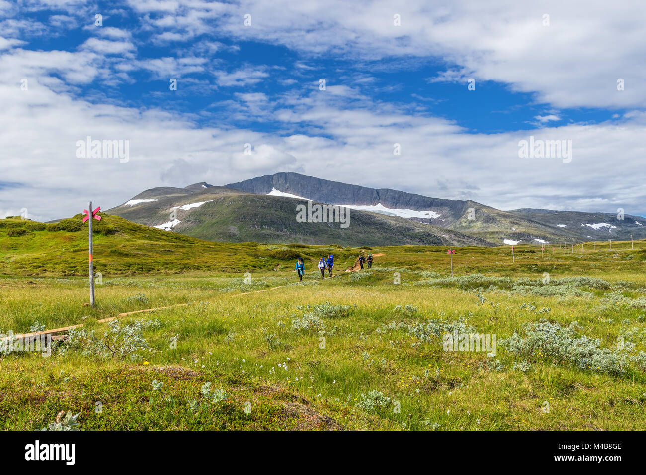 Mountain hikers in the Swedish mountains Stock Photo