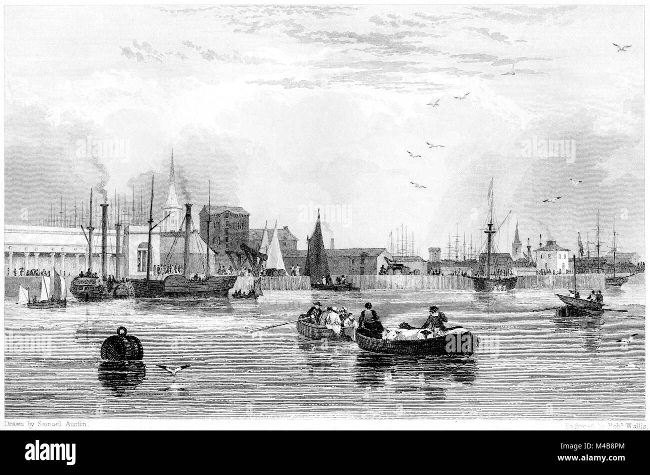 An engraving of Liverpool UK scanned at high resolution from a book printed in 1833.  Believed copyright free. Stock Photo