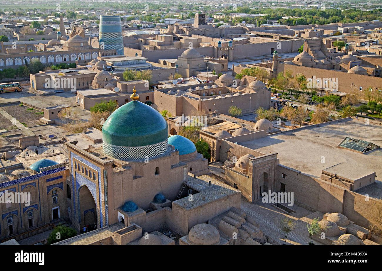 Aerial view of old town in Khiva, Uzbekistan Stock Photo