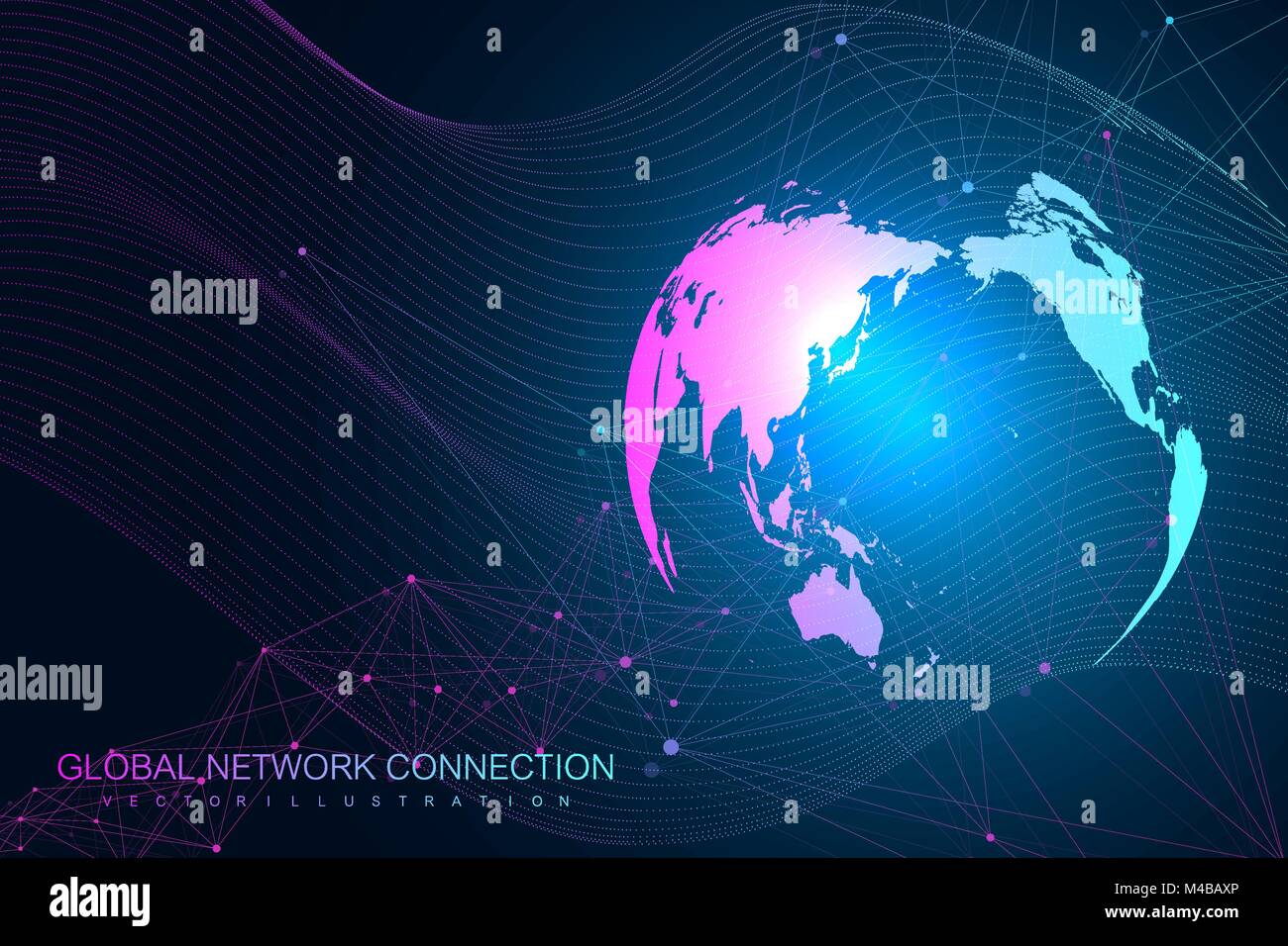 World map point with global technology networking concept. Digital data ...