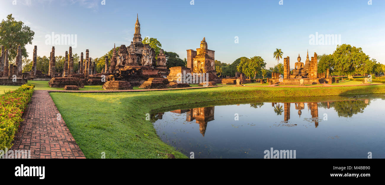 panorama of Sukothai Historical Park - Thailand Stock Photo