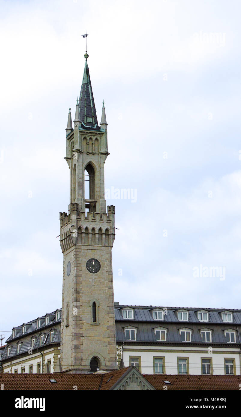 Railway station tower Constance Stock Photo