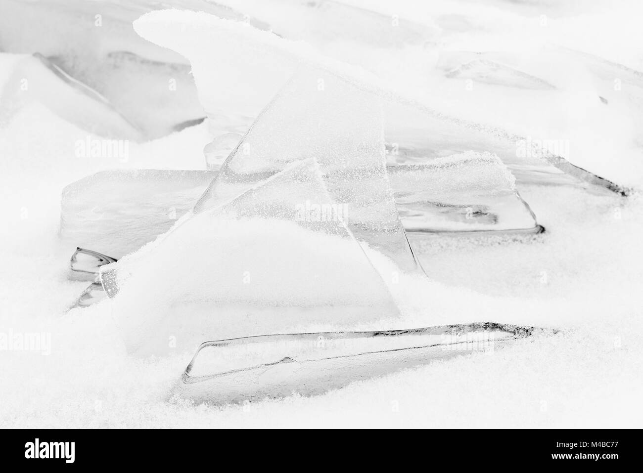 Sheets of ice, Lake Tornetraesk, Lapland, Sweden Stock Photo
