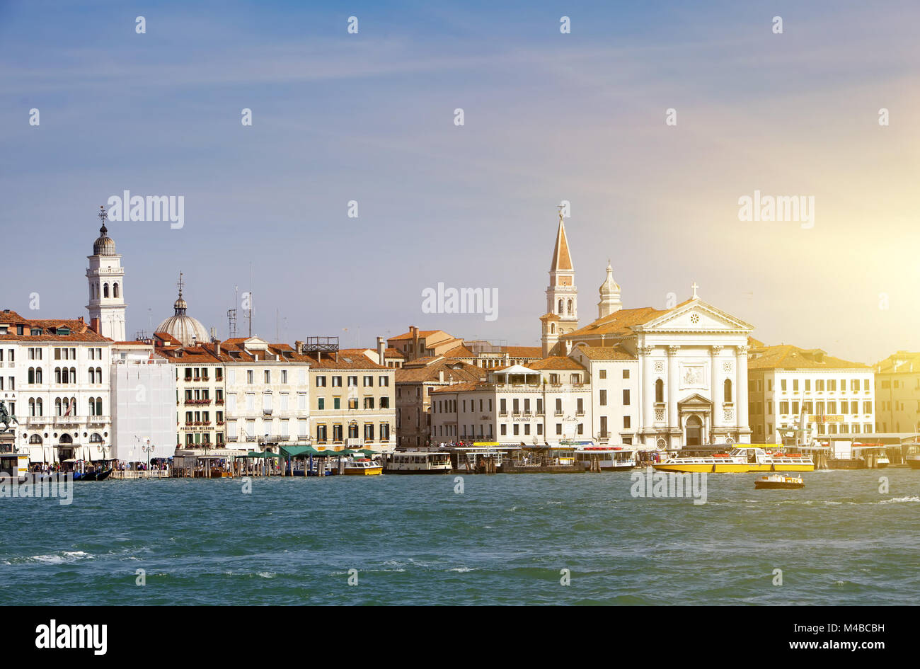 Venice. Italy. Bright ancient buildings ashore Canal Grande Stock Photo