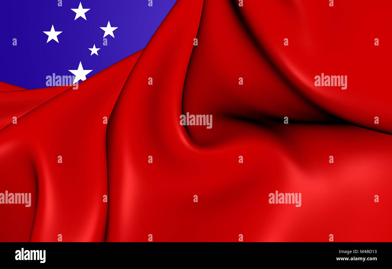 Independent State of Samoa 3D Flag. Close Up. Stock Photo