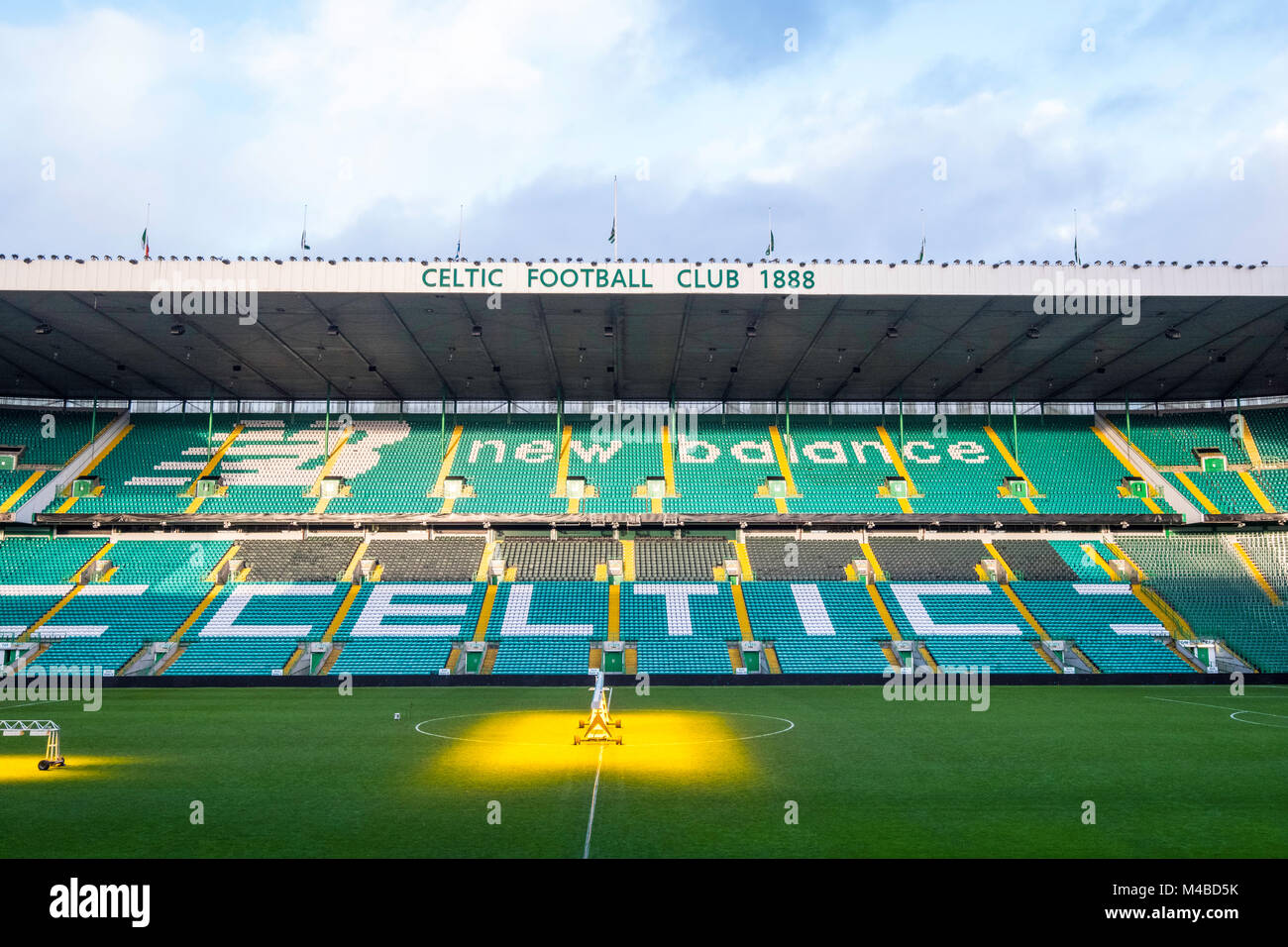 View of stands and pitch at Celtic Park home of Celtic Football Club in Parkhead , Glasgow, Scotland, United Kingdom Stock Photo