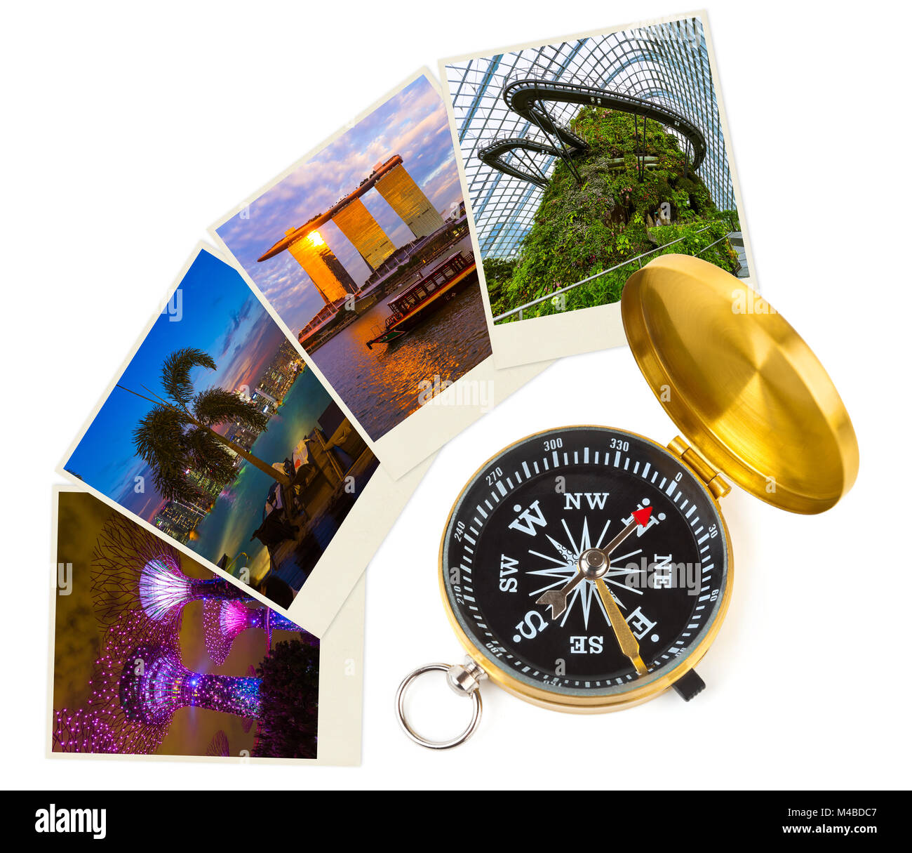Singapore travel images (my photos) and compass Stock Photo Alamy