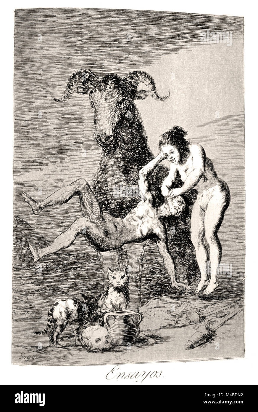 Francisco de Goya - Trials 1799. Plate 60 of Los caprichos. Stock Photo