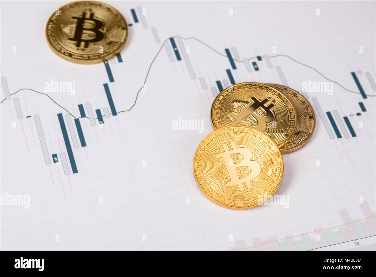 Bitcoin and stock market chart Stock Photo