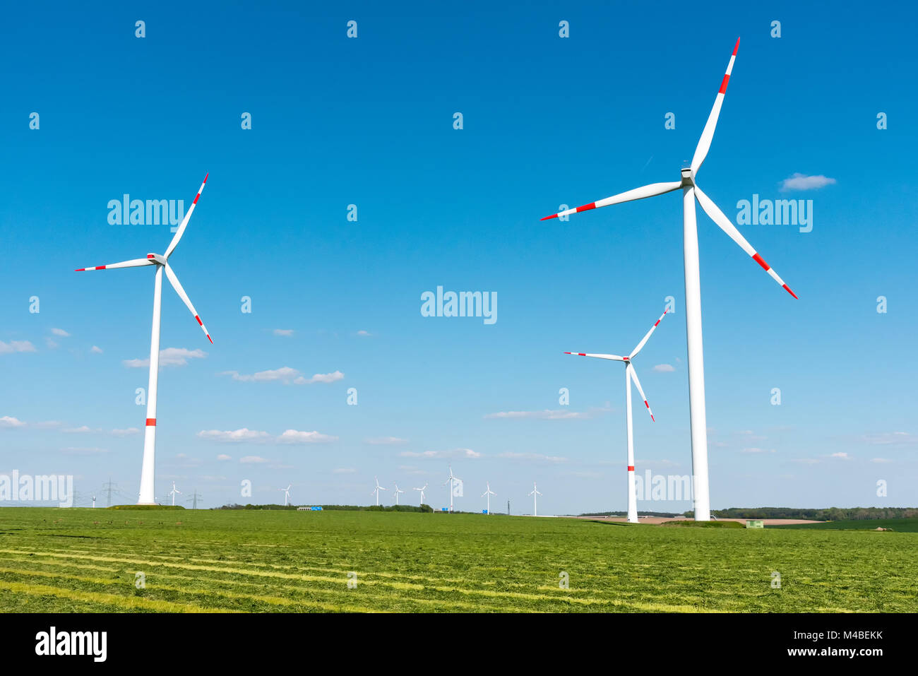 Wind engines in the fields seen in Germany Stock Photo