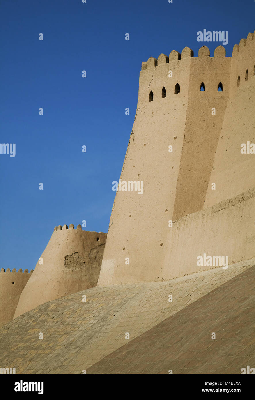 Itchan Kala walls - Old Town of Khiva, Uzbekistan Stock Photo