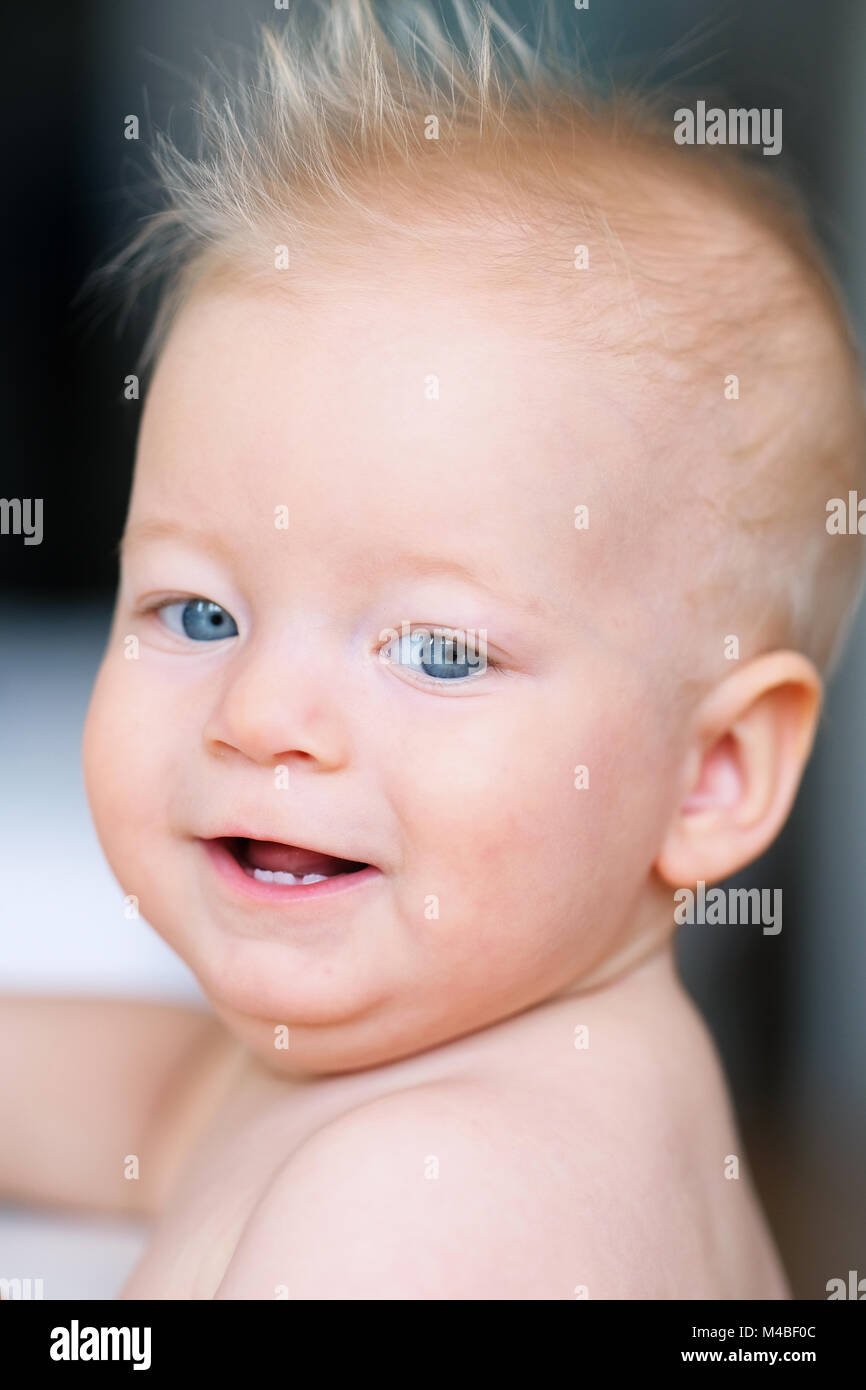 Baby boy with blue eyes Stock Photo Alamy