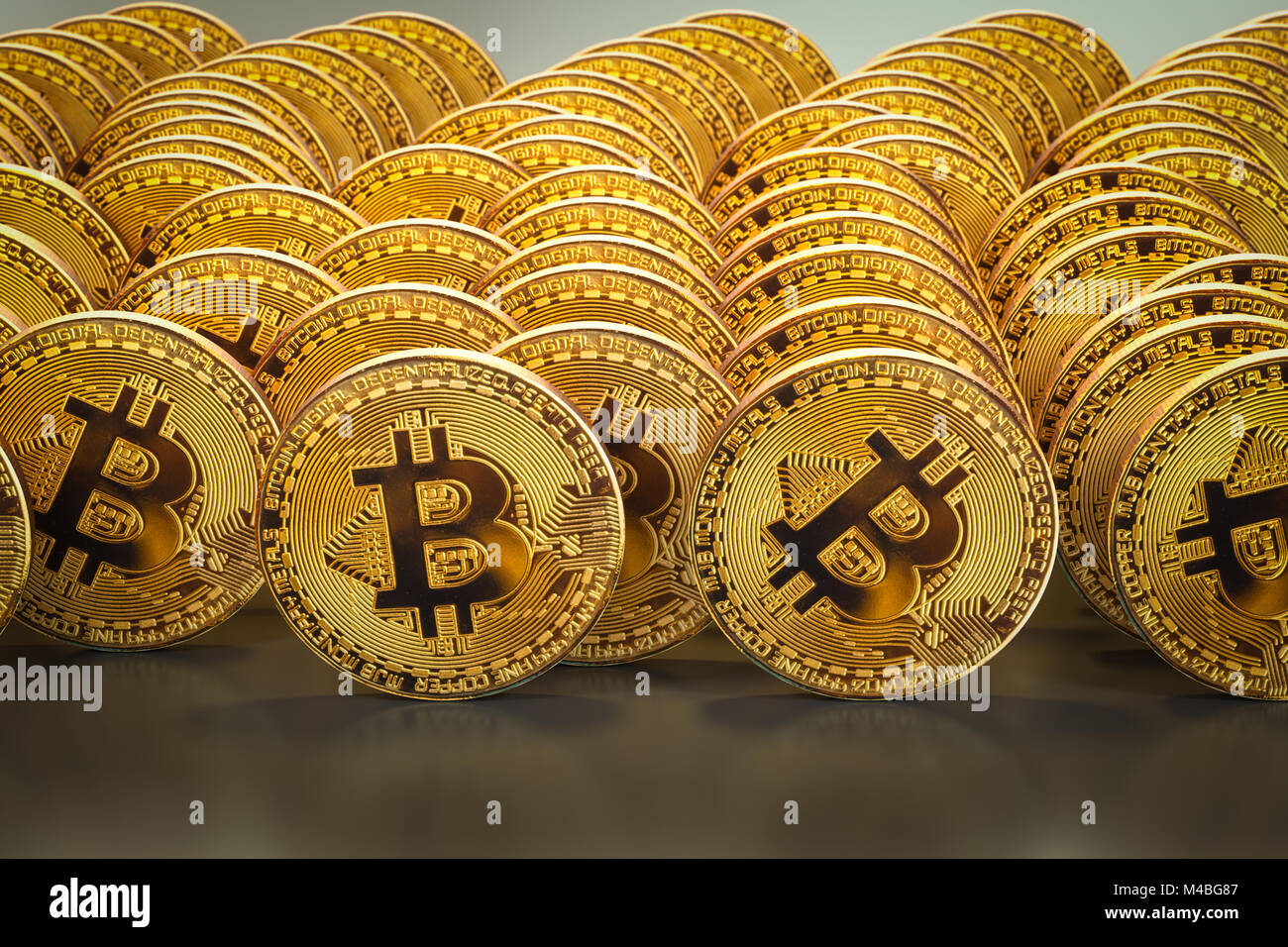 3d rendering of bitcoins stand up Stock Photo - Alamy