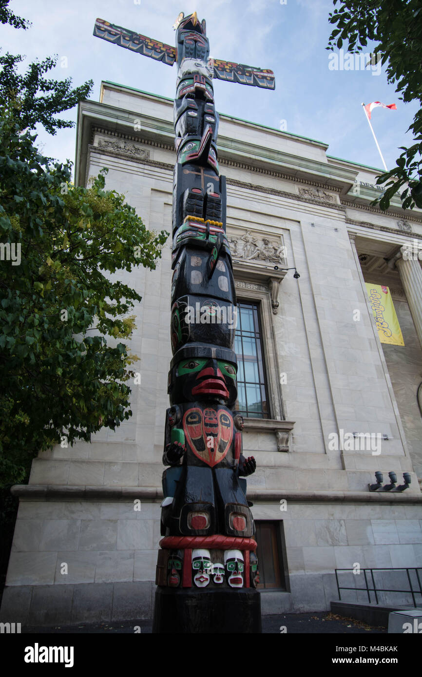 Indian Totem pole in Montreal Canada Stock Photo