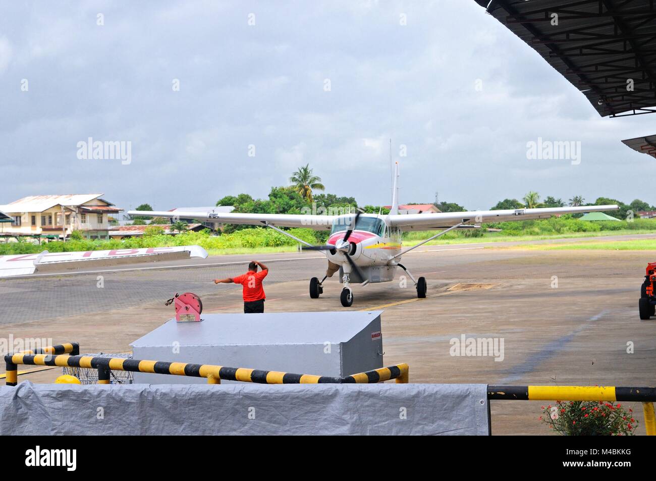 Arrival at the airport Zorg en Hoop at Paramaribo Suriname Stock Photo
