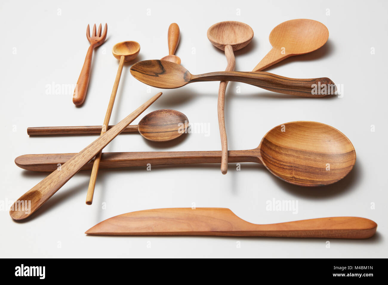 Assorted different kitchen wooden utensils cutlery Stock Photo Alamy