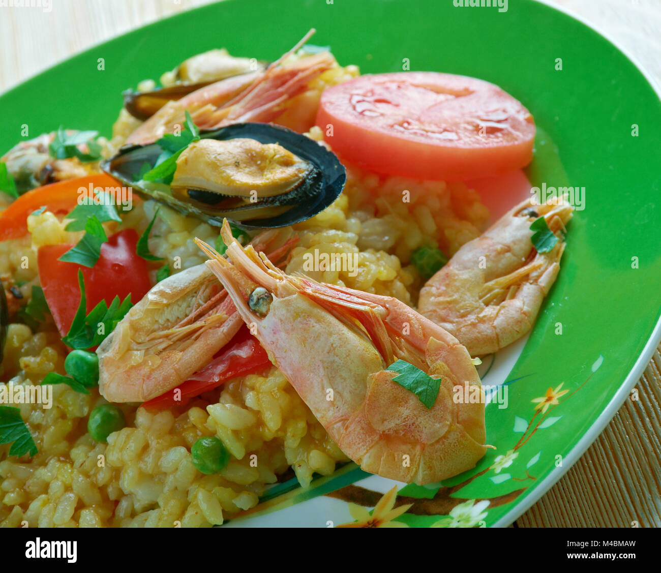 Mexican dish prepared with white rice and seafood Stock Photo Alamy