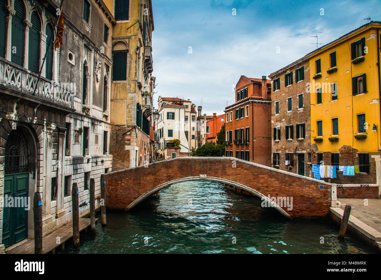 Canal with bridge in the city of venice in Italy Stock Photo
