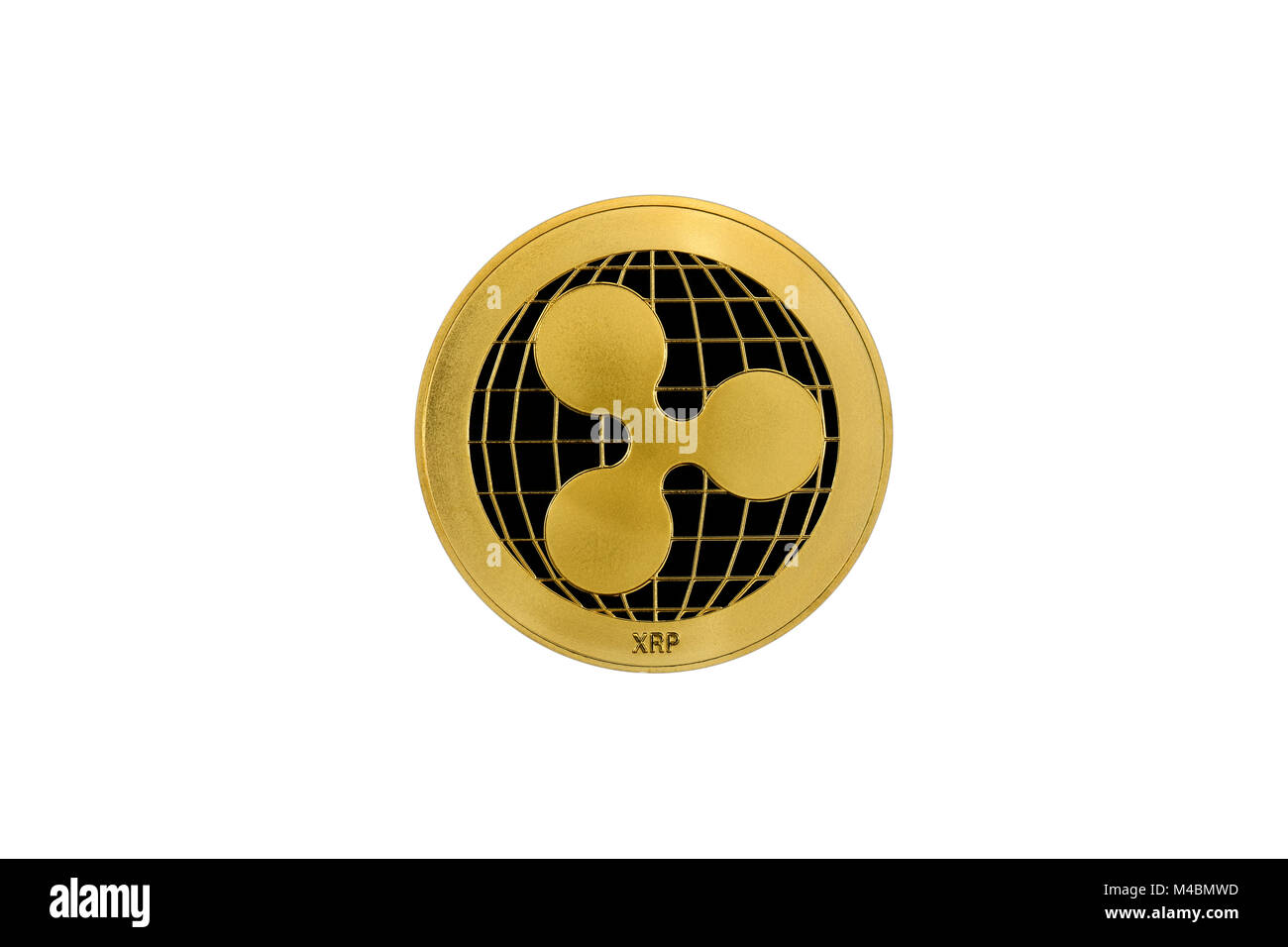 Symbol image cryptocurrency,digital currency,gold coin ripple,front side Stock Photo
