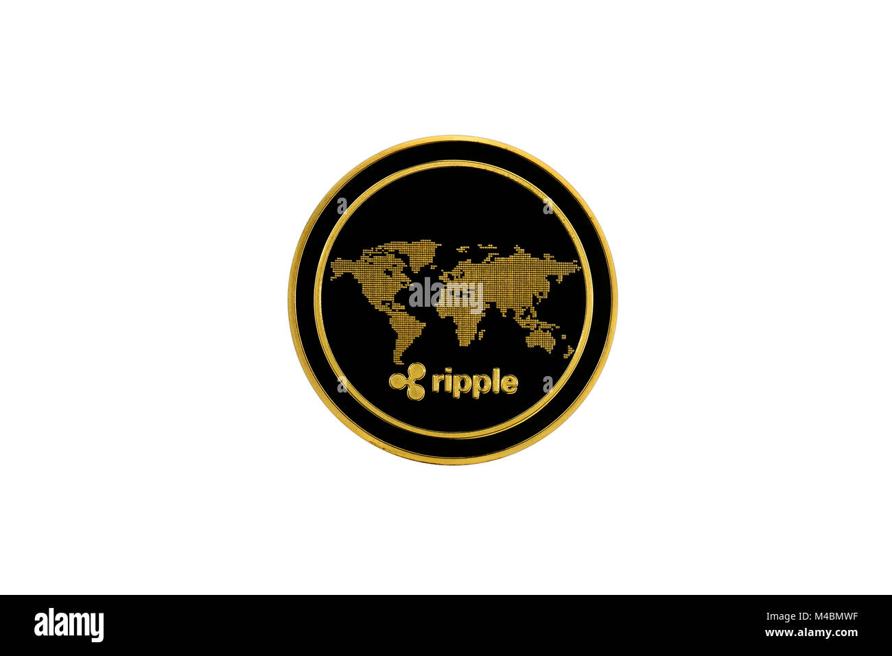 Symbol image cryptocurrency,digital currency,gold coin ripple,backside Stock Photo