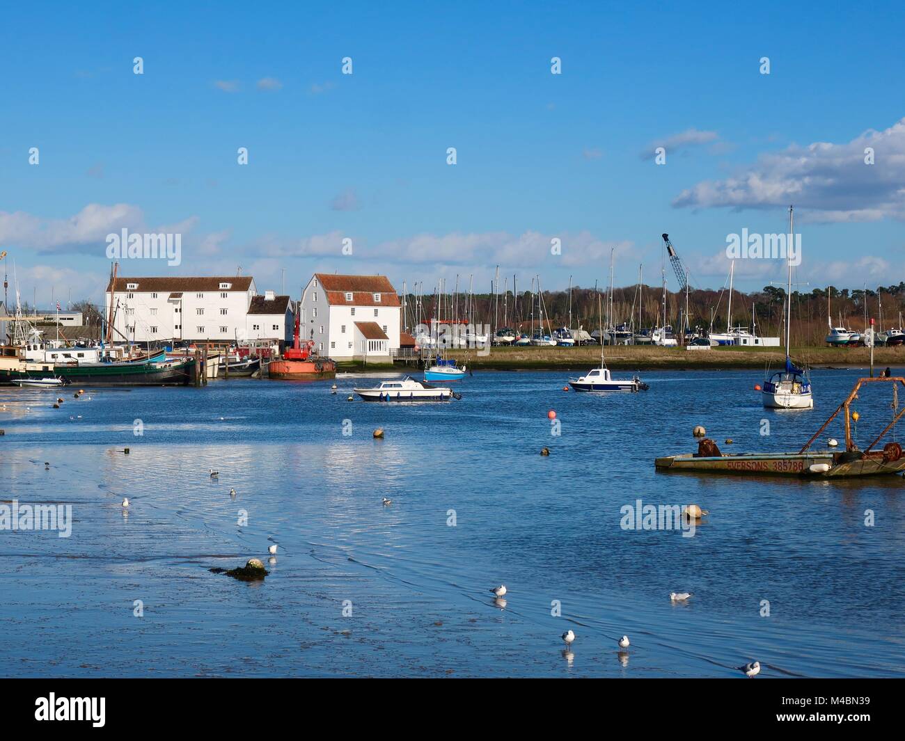 The Tide Mill on the River Deben at Woodbridge, Suffolk on a bright