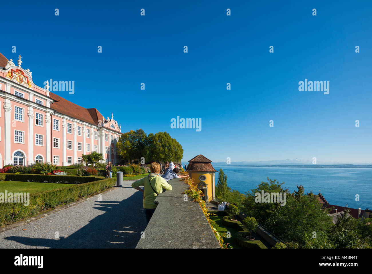 New castle and castle terrace,Meersburg,Lake Constance,Baden-Württemberg,Germany Stock Photo