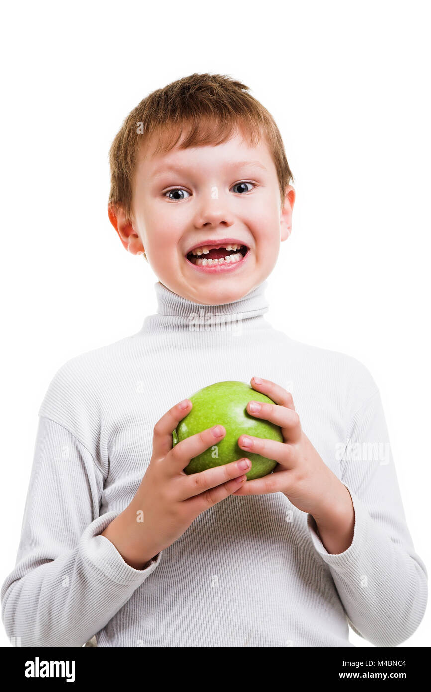 boy showing his missing milk teeth Stock Photo