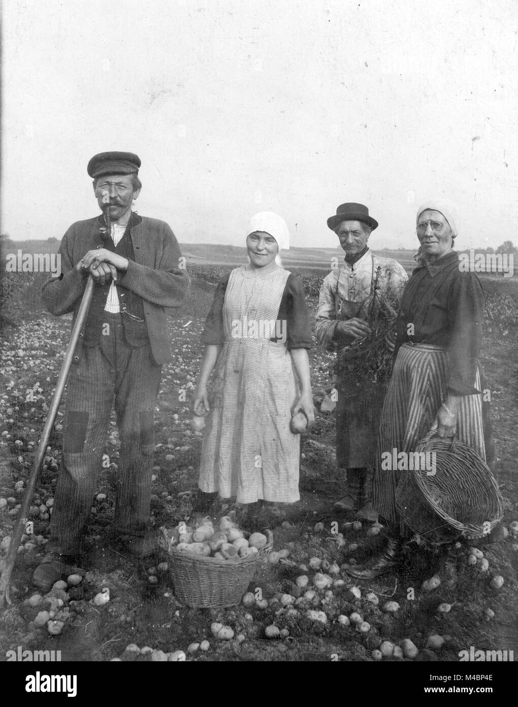 Agriculture,group of farmers harvesting potatoes,1920s,exact place unknown,Germany Stock Photo