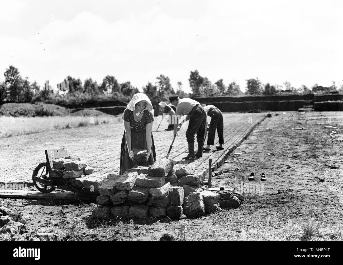 Agriculture,turf cutting workers,1930s,exact location unknown,Germany