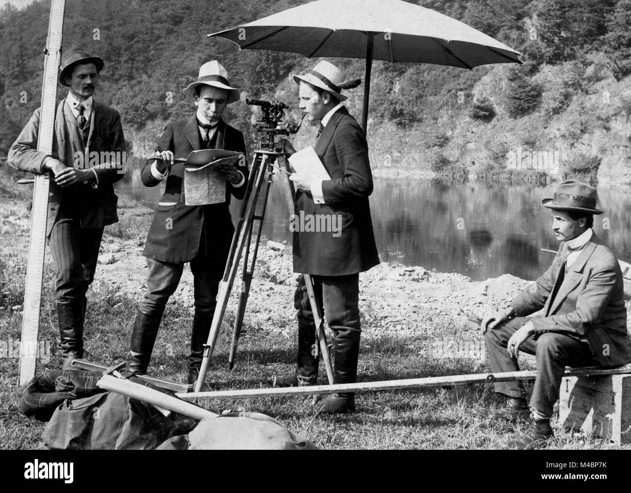 Technology,history,surveyors,approx. 1930s,exact location  unknown,Bavaria,Germany Stock Photo - Alamy