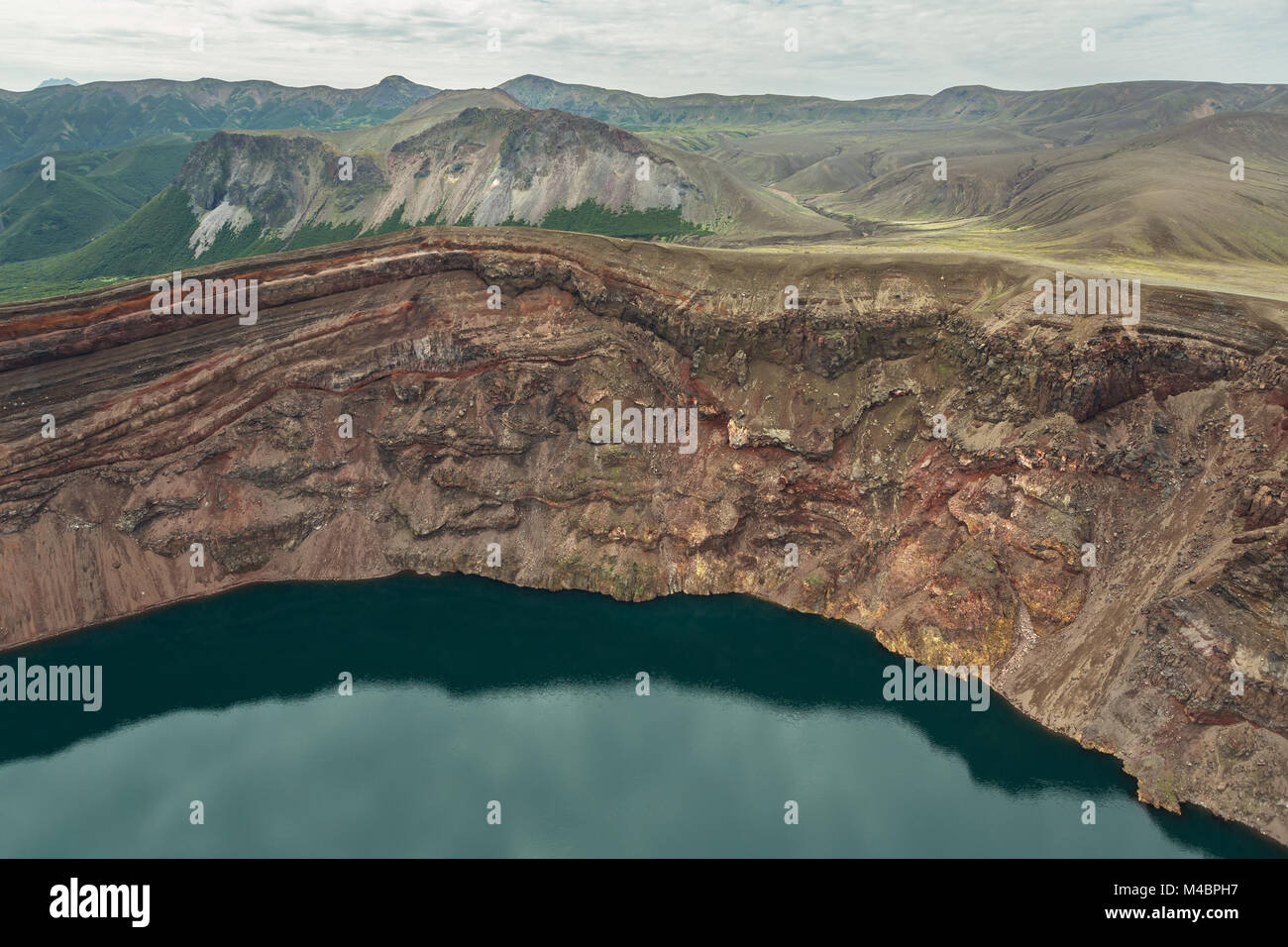 Lake in the Caldera volcano Ksudach. South Kamchatka Nature Park. Stock Photo