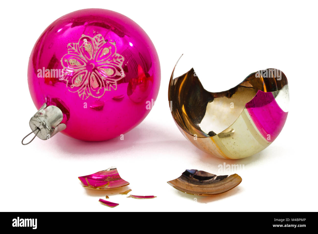 Broken Christmas ball, isolated on white background Stock Photo - Alamy