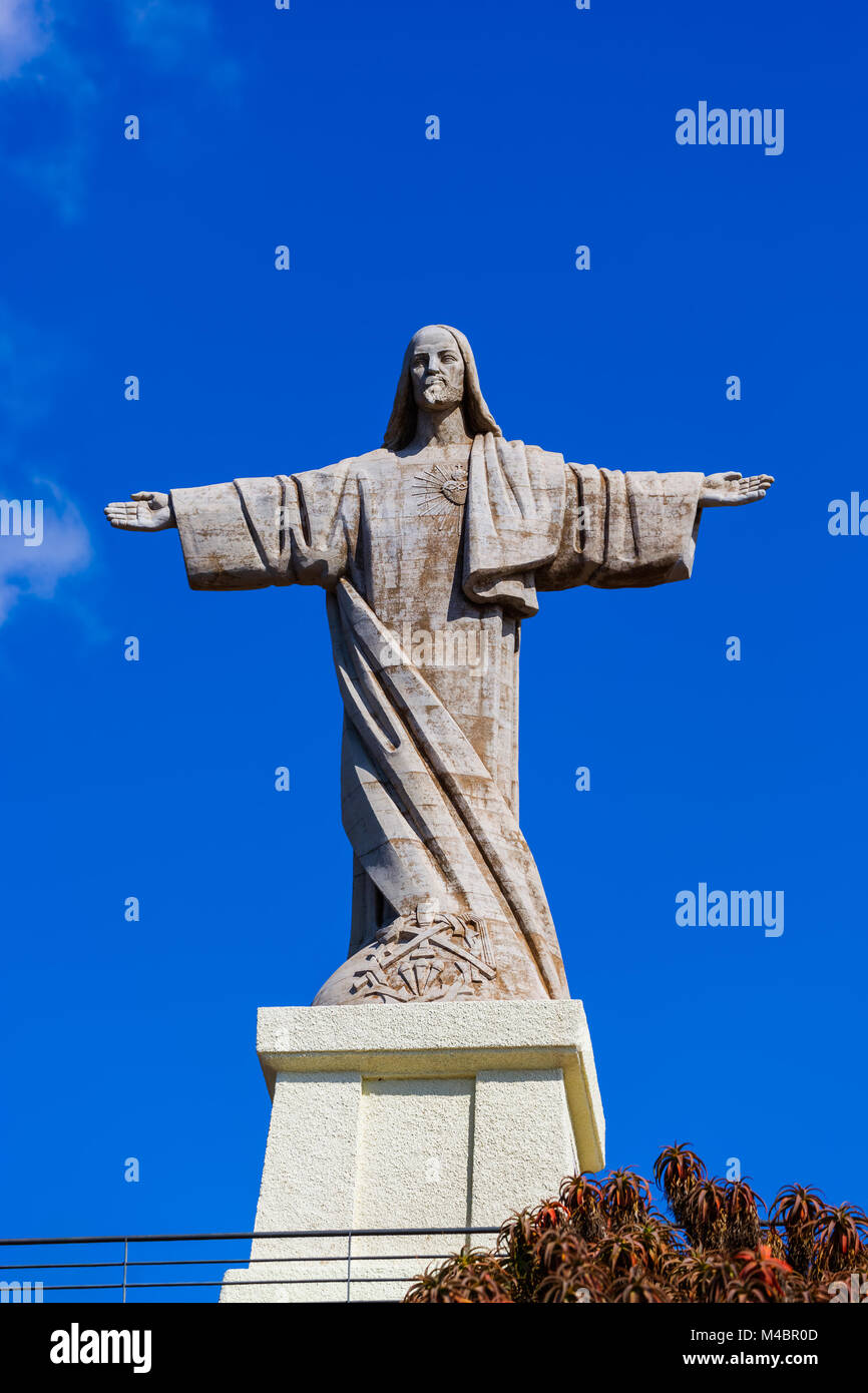 The Christ the King statue on Madeira island - Portugal Stock Photo