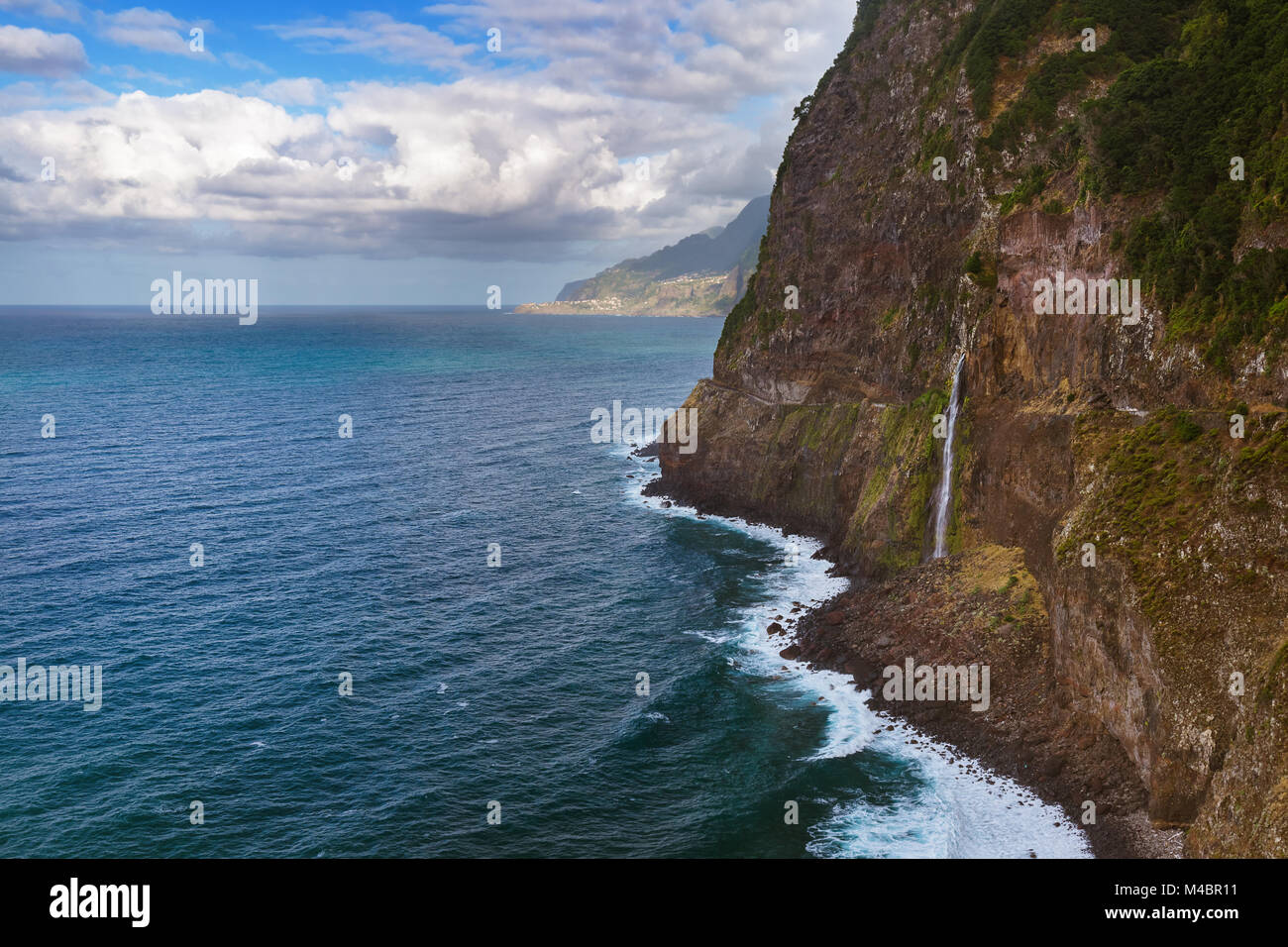 Waterfall Veu da Noiva (Bride's veil) Madeira Portugal Stock Photo