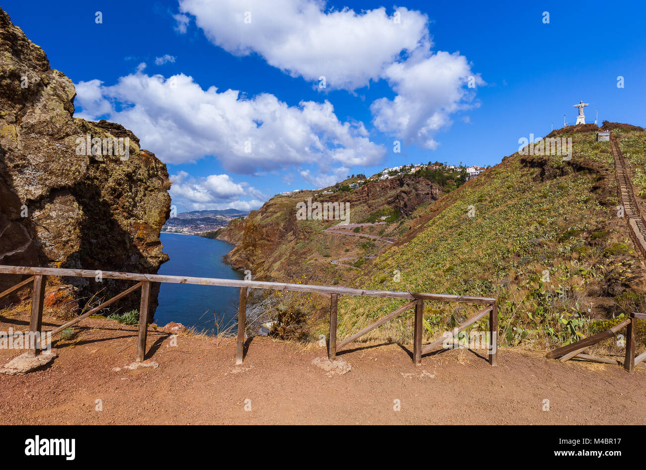 The Christ the King statue on Madeira island - Portugal Stock Photo