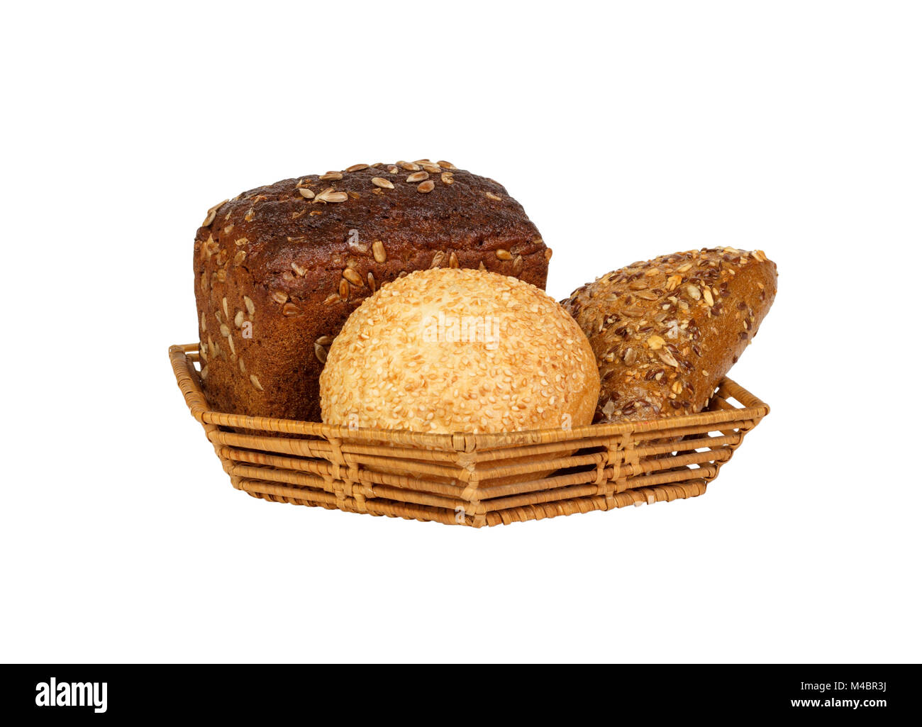 Various types of bread in a basket Stock Photo Alamy