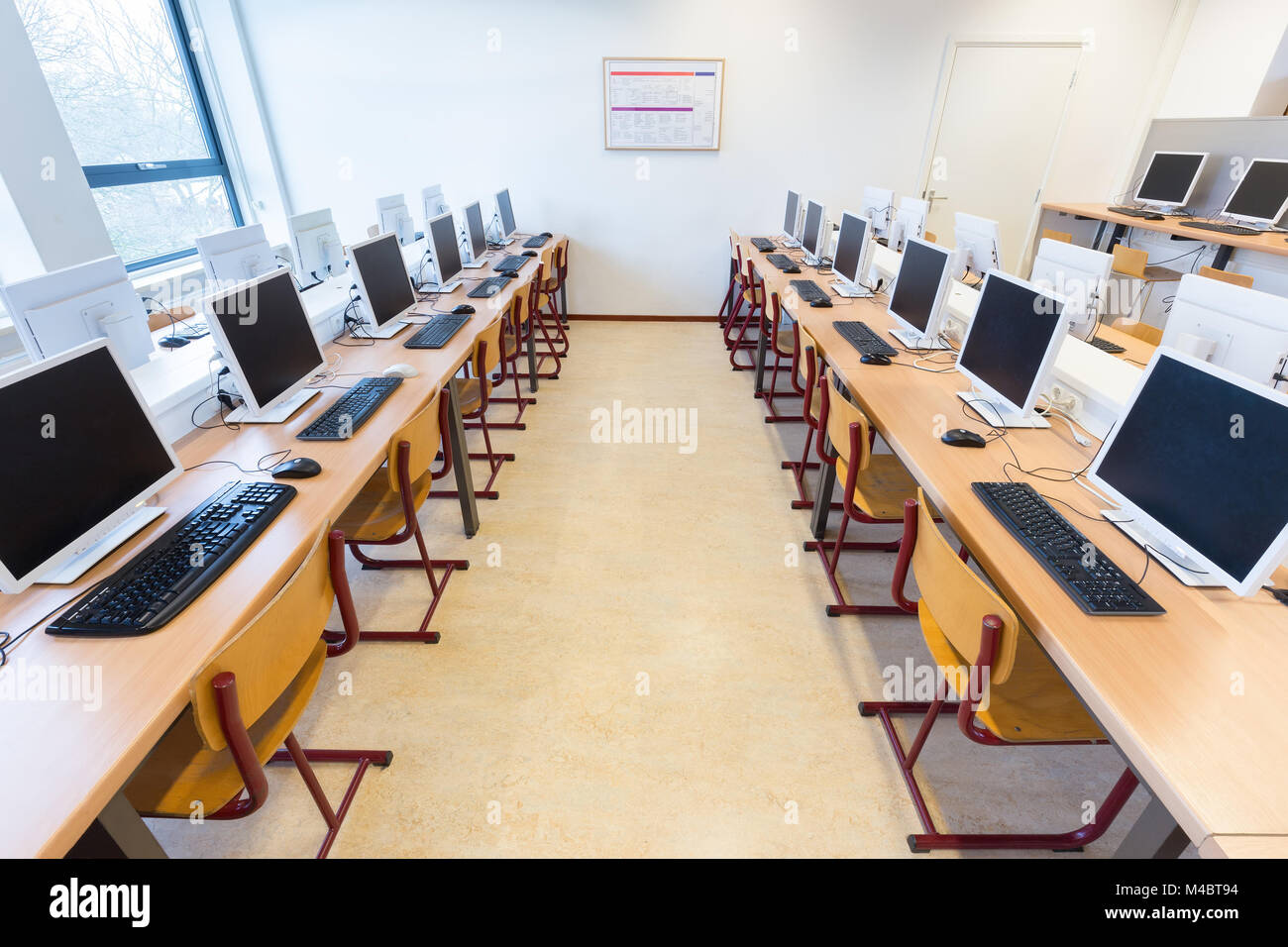 Computers in classroom of dutch secondary education Stock Photo