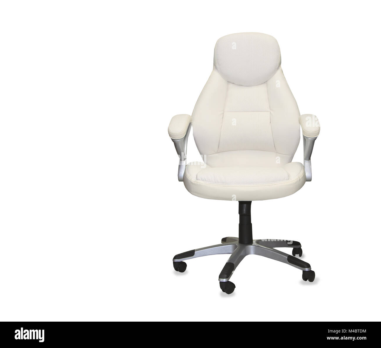 Office chair from white leather isolated Stock Photo Alamy