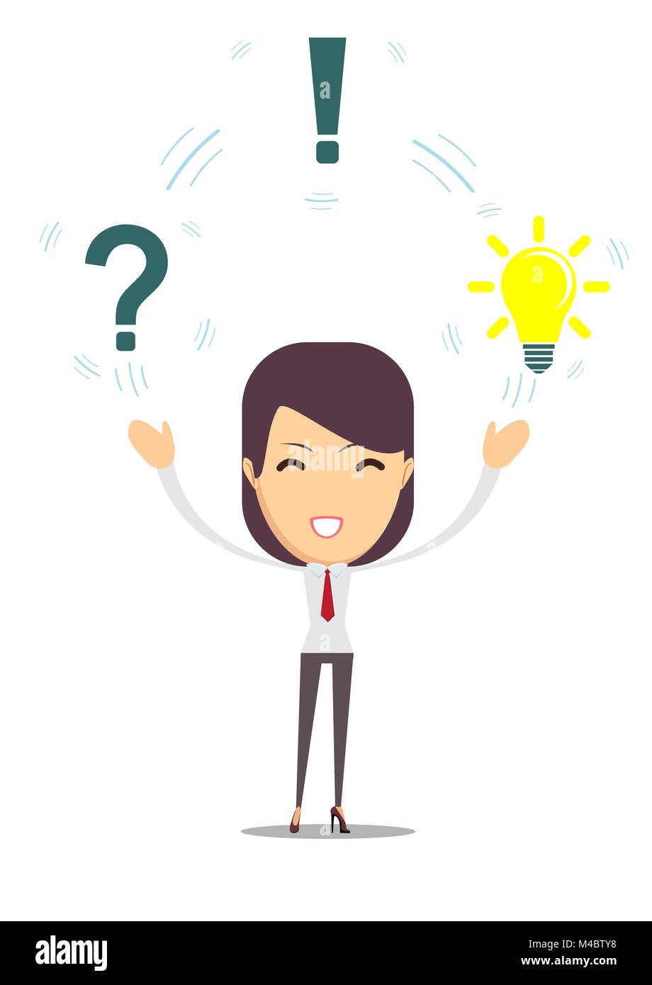 Thinking people with question signs and light idea bulb above Stock Vector