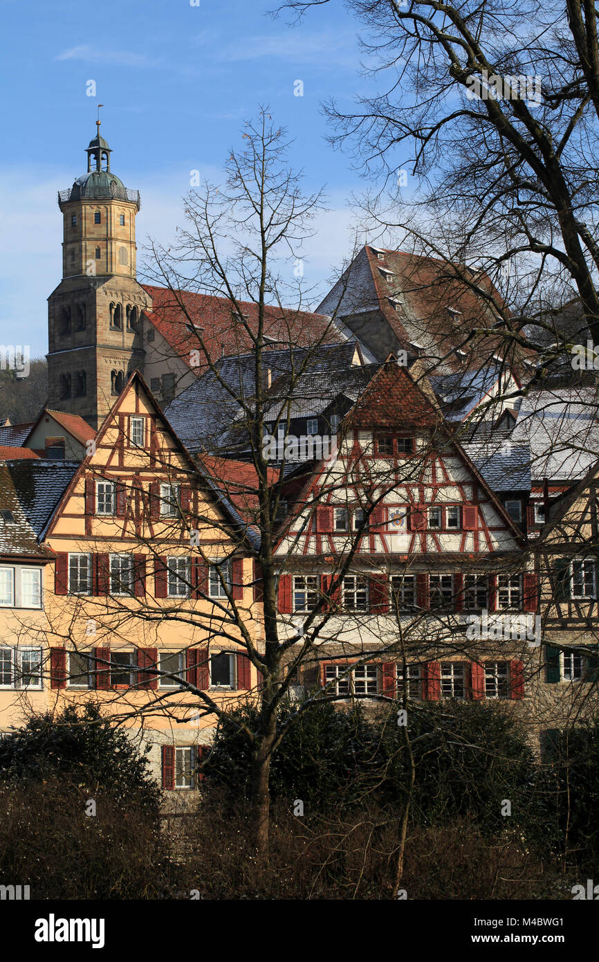 Medieval town of Schwaebisch Hall in Germany Stock Photo