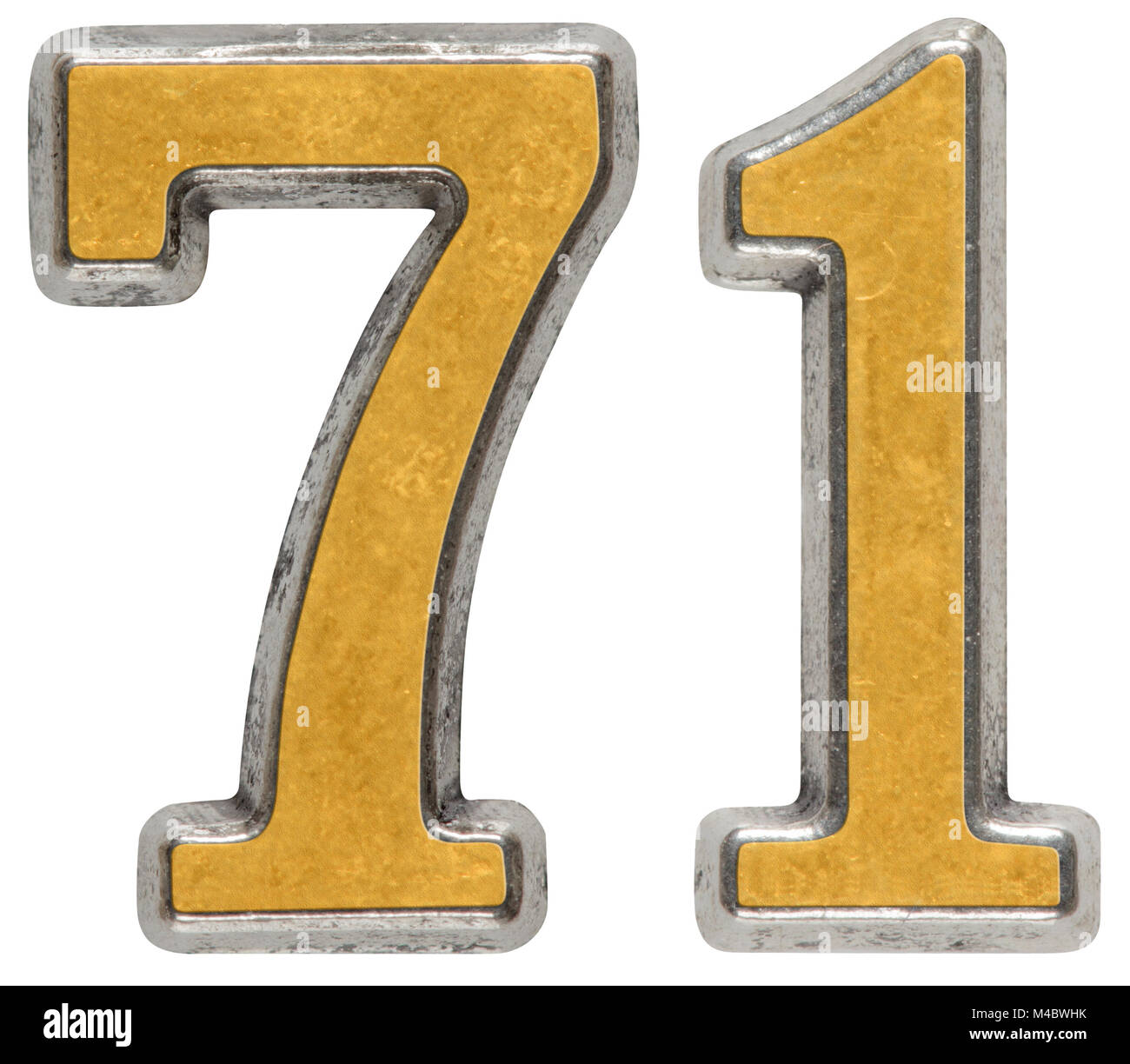 Metal numeral 71, seventy-one, isolated on white background Stock Photo ...