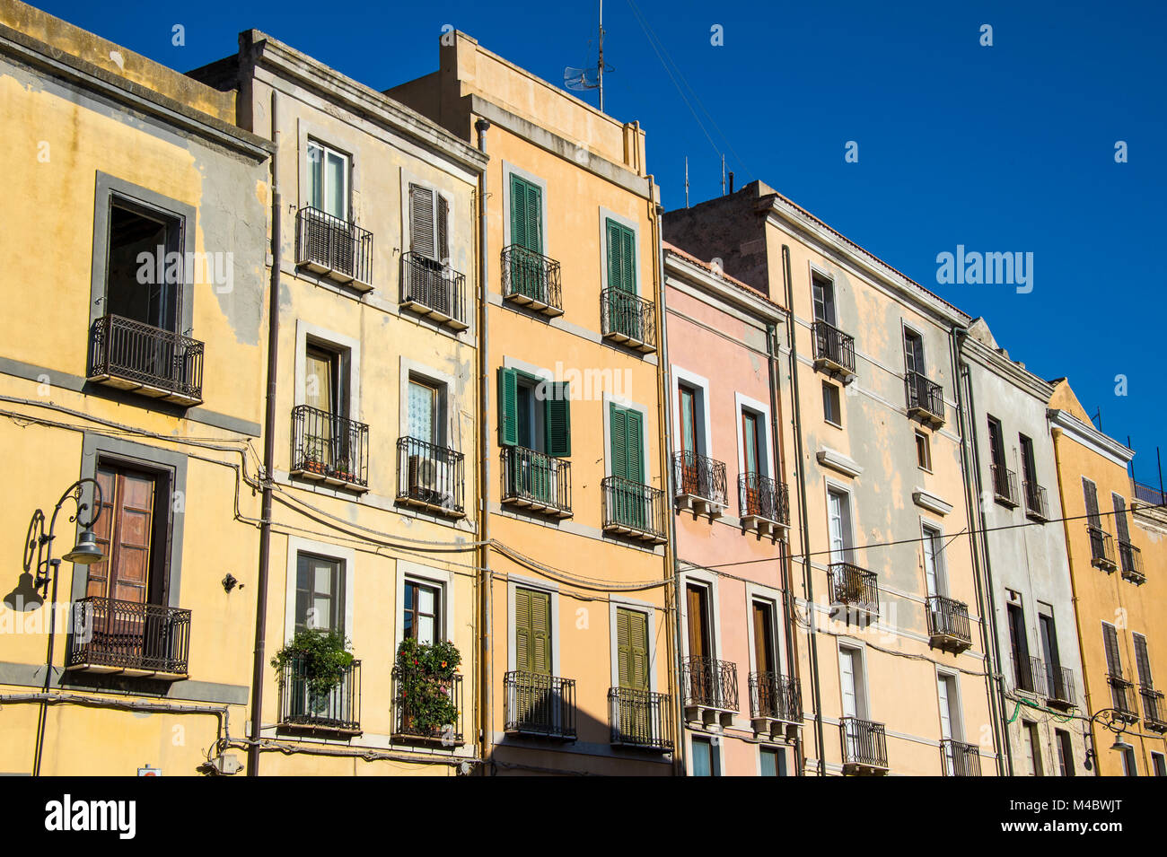 Old housefront in the upper town of Cagliari,Sardinia,Italy Stock Photo