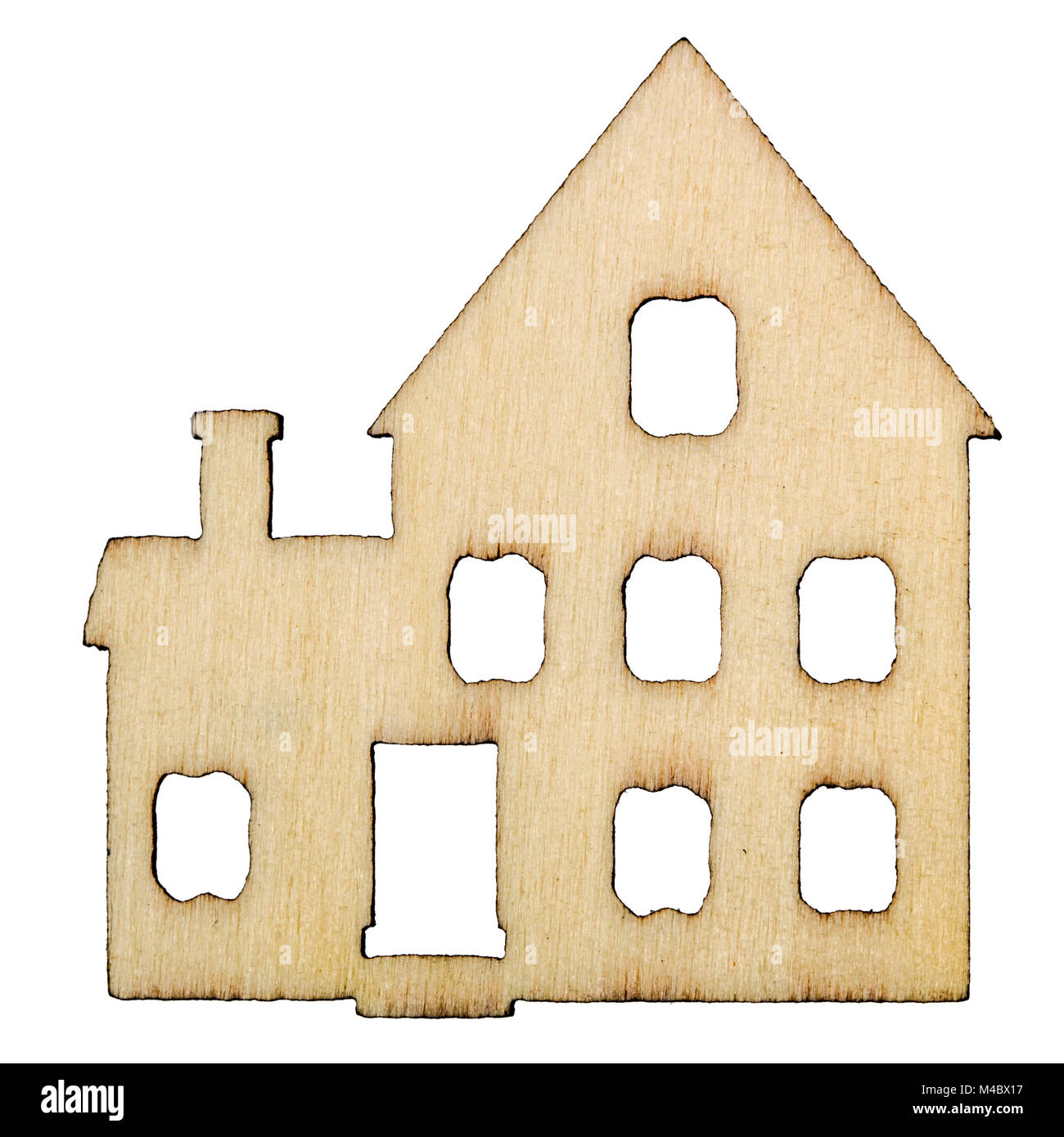 Wooden house facade isolated on white background Stock Photo - Alamy