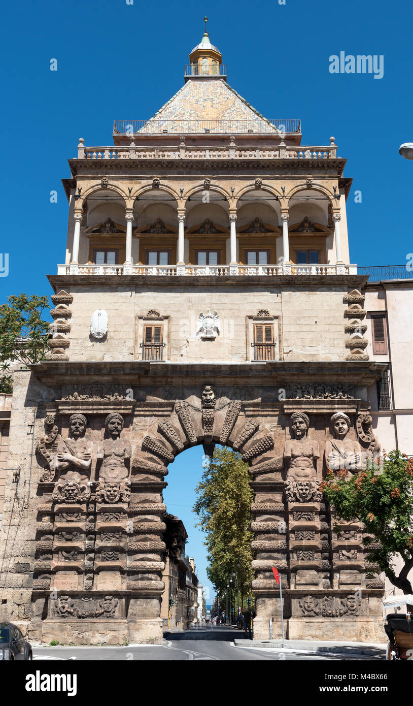 The historic Porta Nuova in Palermo, Sicily Stock Photo