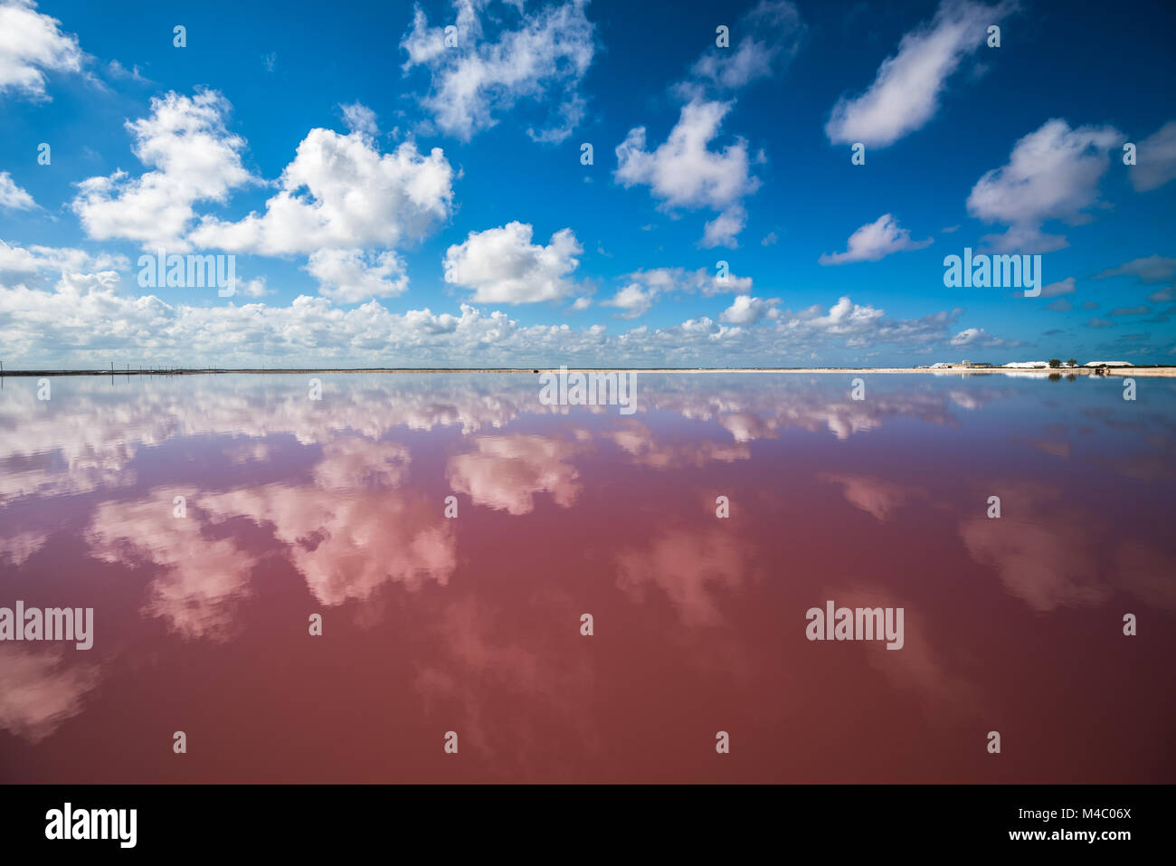 Salt pink lagoon in Las Coloradas, Yucatan, Mexico Stock Photo